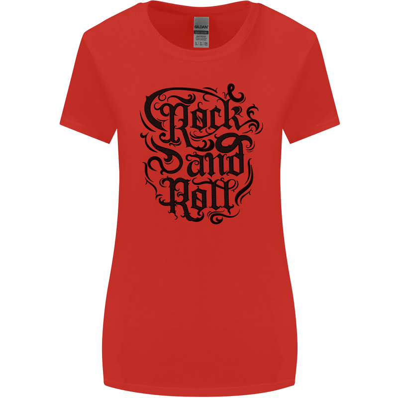 Rock and Roll Music Womens Wider Cut T-Shirt Red