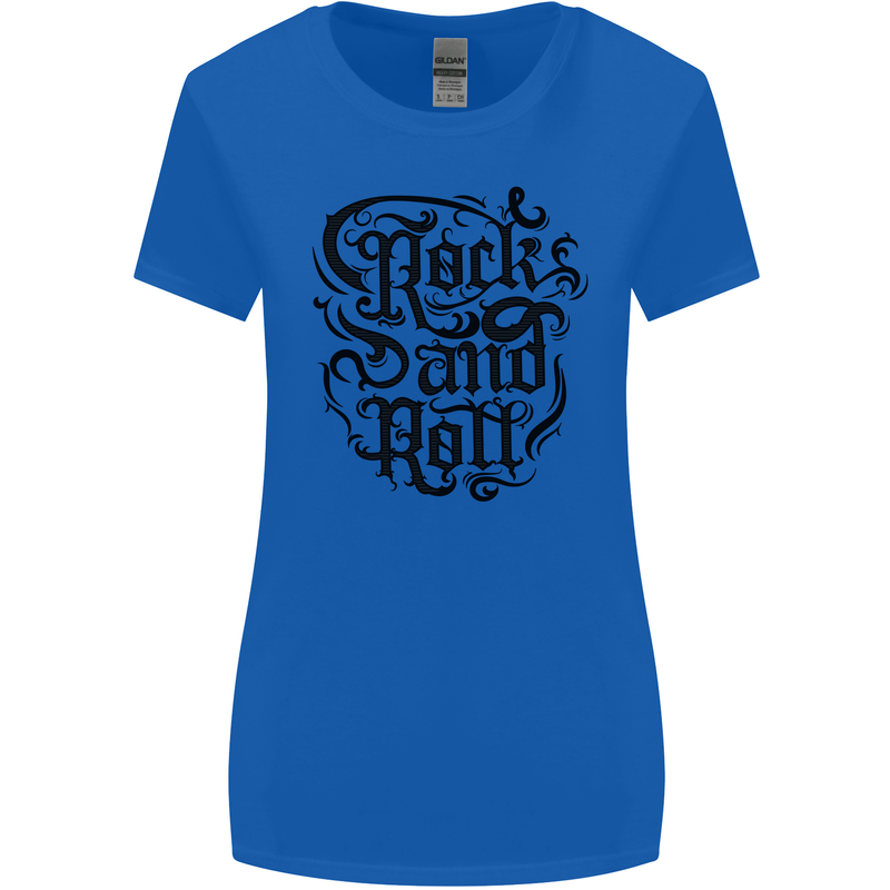 Rock and Roll Music Womens Wider Cut T-Shirt Royal Blue