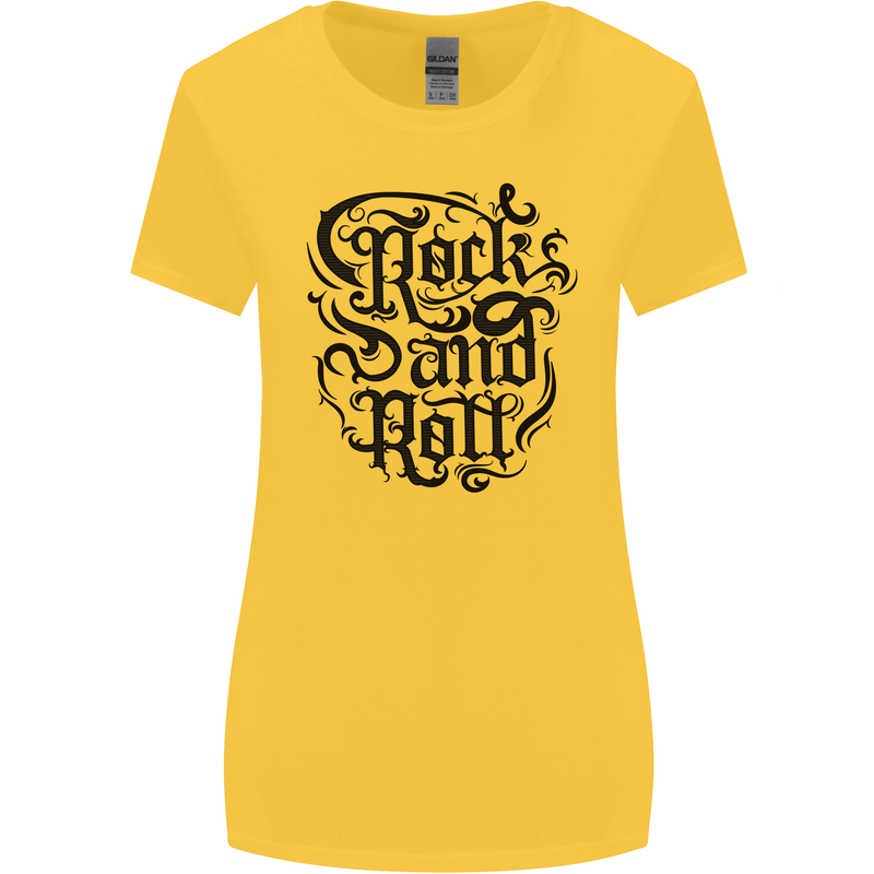 Rock and Roll Music Womens Wider Cut T-Shirt Yellow