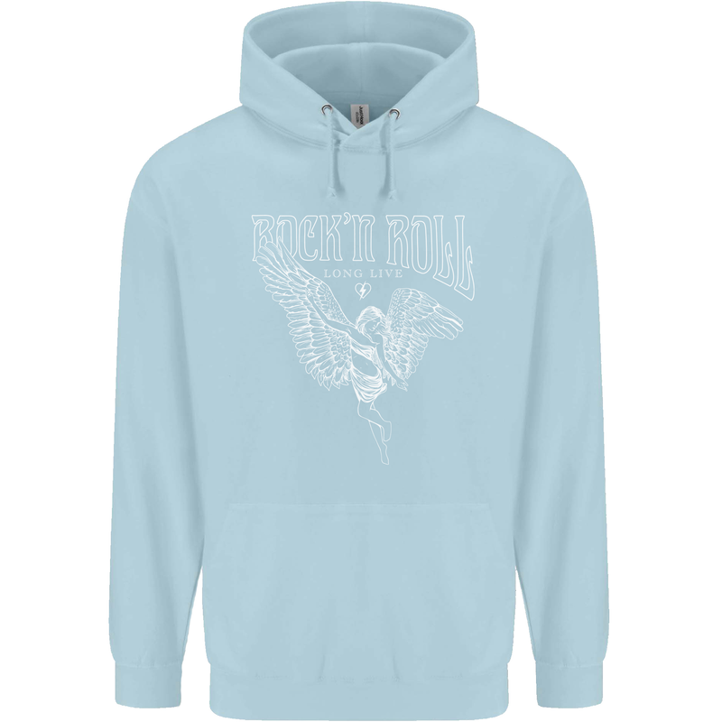 Rock n Roll Angel Childrens Kids Hoodie Light Blue