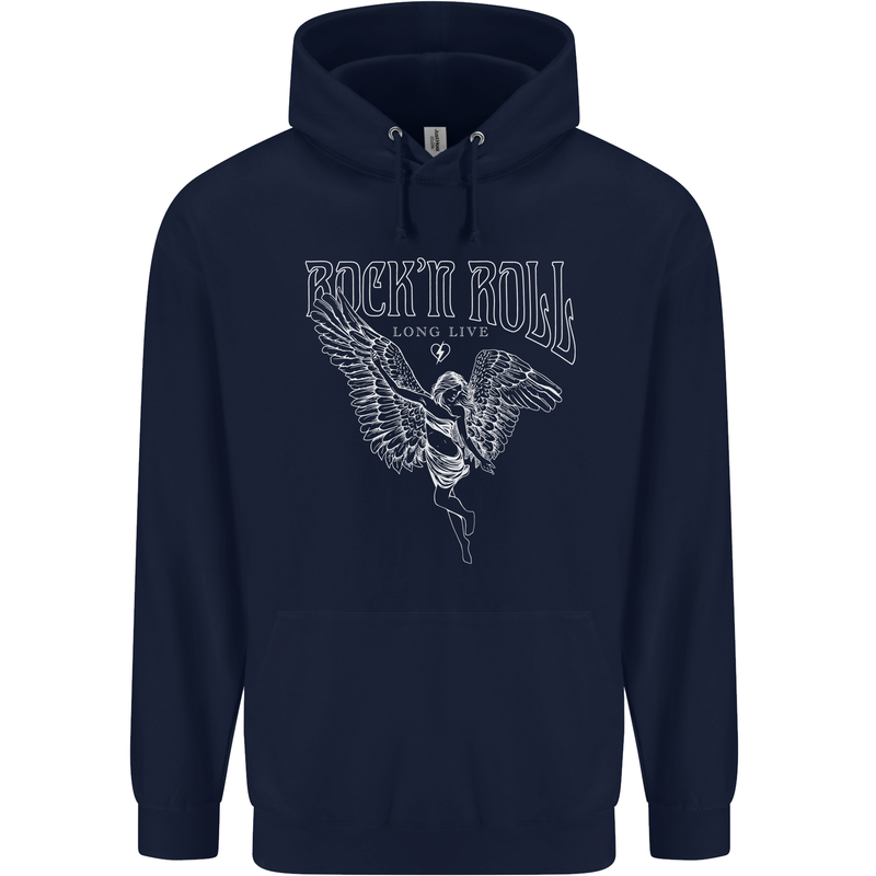 Rock n Roll Angel Childrens Kids Hoodie Navy Blue