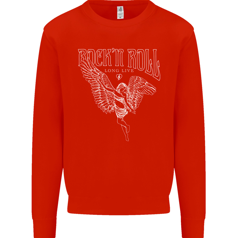 Rock n Roll Angel Kids Sweatshirt Jumper Bright Red