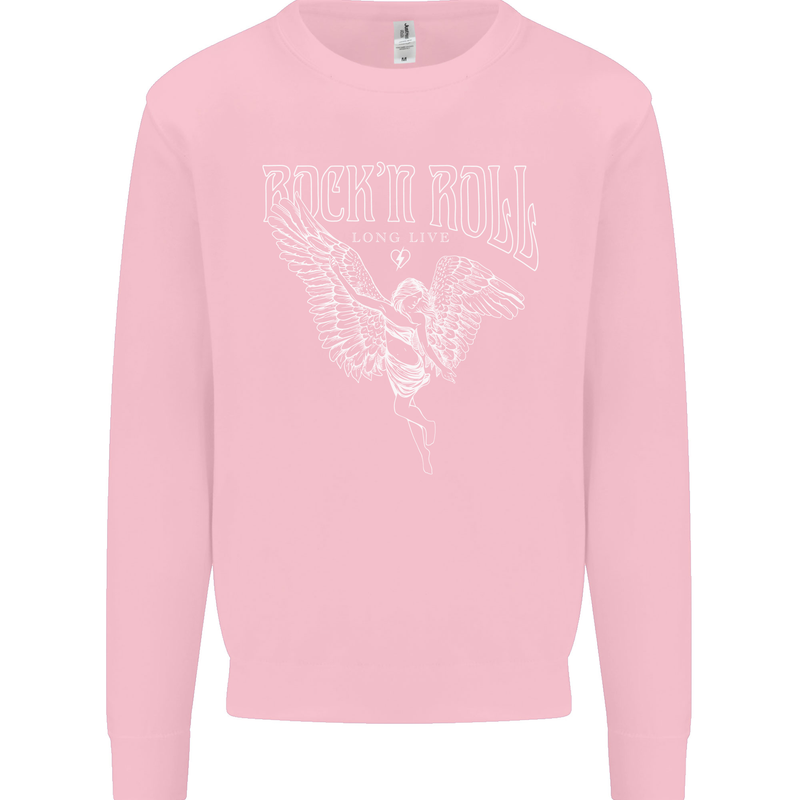 Rock n Roll Angel Kids Sweatshirt Jumper Light Pink