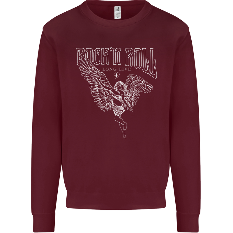 Rock n Roll Angel Kids Sweatshirt Jumper Maroon