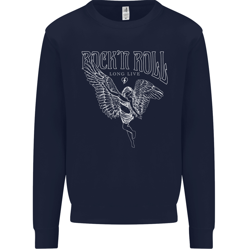 Rock n Roll Angel Kids Sweatshirt Jumper Navy Blue