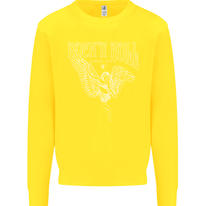 Rock n Roll Angel Kids Sweatshirt Jumper Yellow