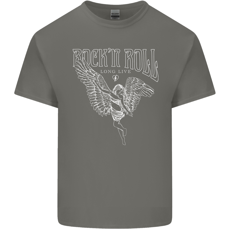 Rock n Roll Angel Mens Cotton T-Shirt Tee Top Charcoal