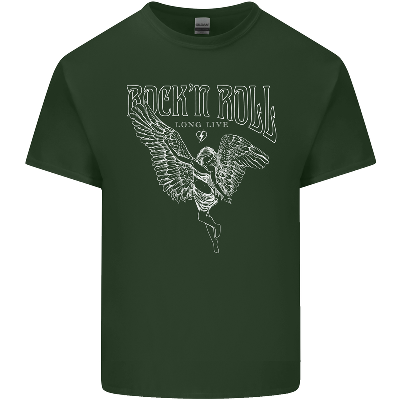 Rock n Roll Angel Mens Cotton T-Shirt Tee Top Forest Green