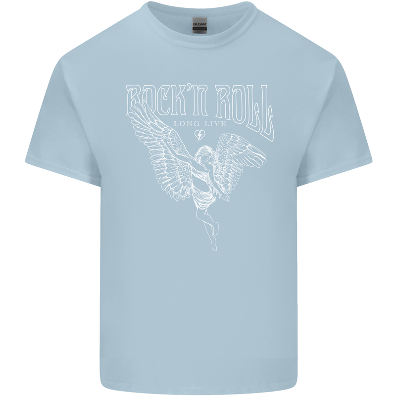 Rock n Roll Angel Mens Cotton T-Shirt Tee Top Light Blue