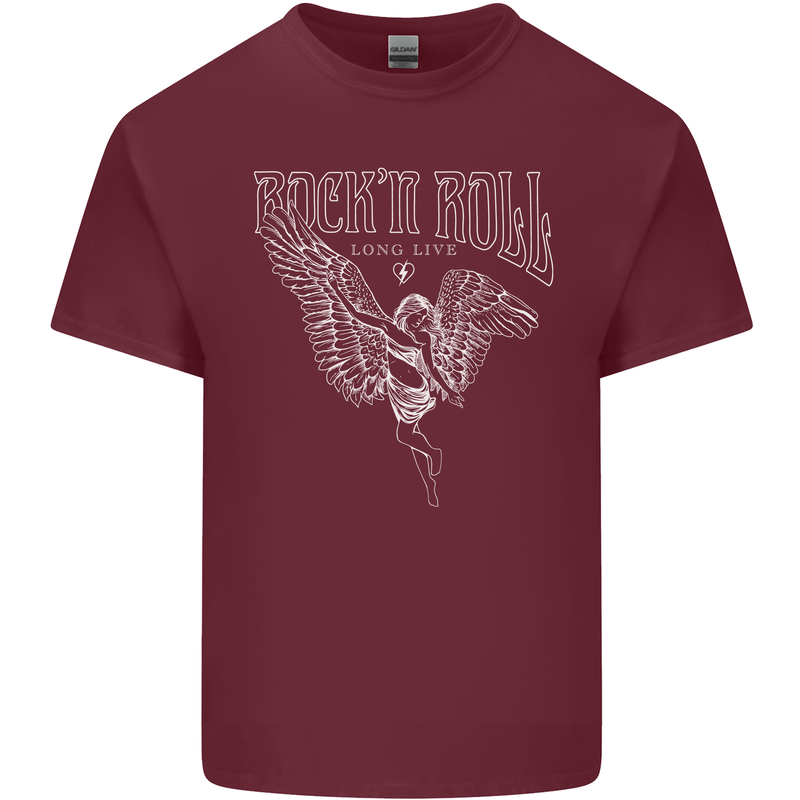 Rock n Roll Angel Mens Cotton T-Shirt Tee Top Maroon