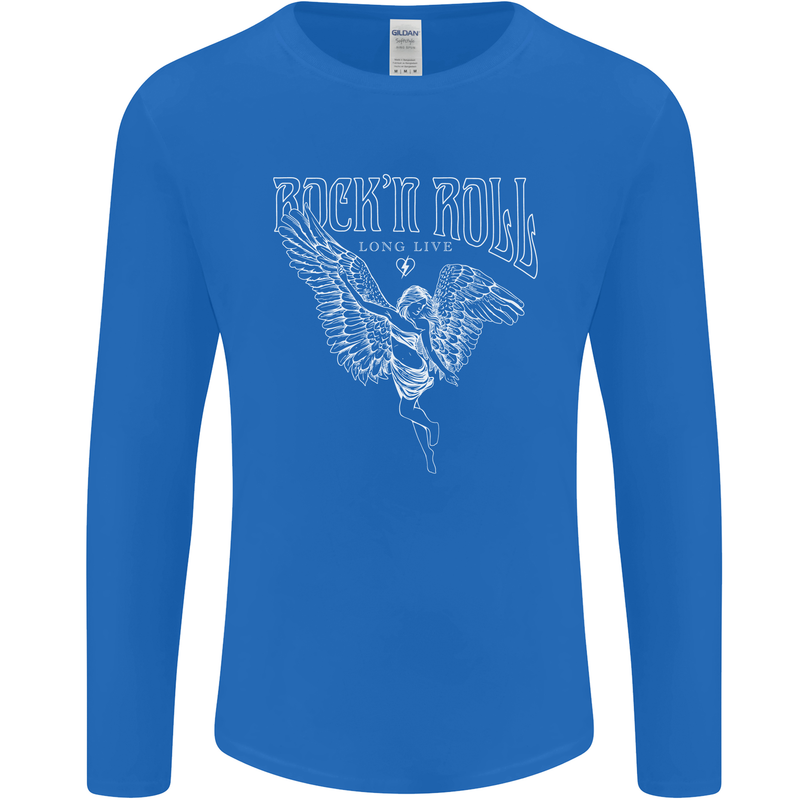 Rock n Roll Angel Mens Long Sleeve T-Shirt Royal Blue