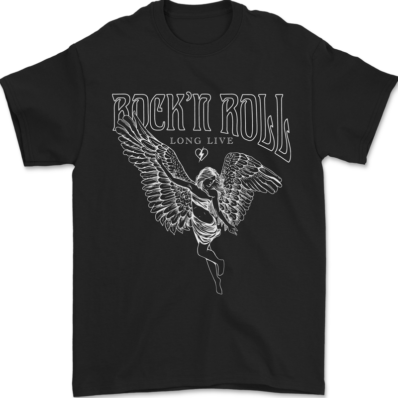Rock n Roll Angel Mens T-Shirt 100% Cotton Black
