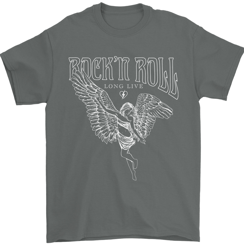 Rock n Roll Angel Mens T-Shirt 100% Cotton Charcoal