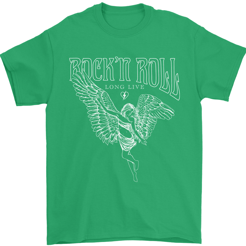 Rock n Roll Angel Mens T-Shirt 100% Cotton Irish Green
