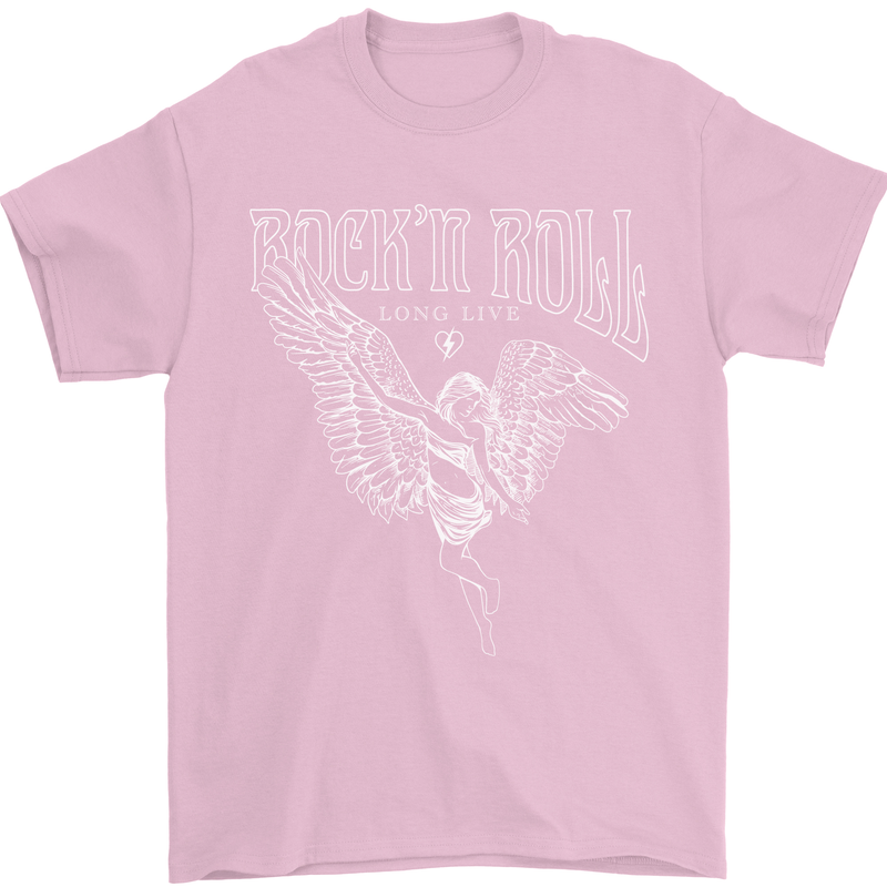 Rock n Roll Angel Mens T-Shirt 100% Cotton Light Pink