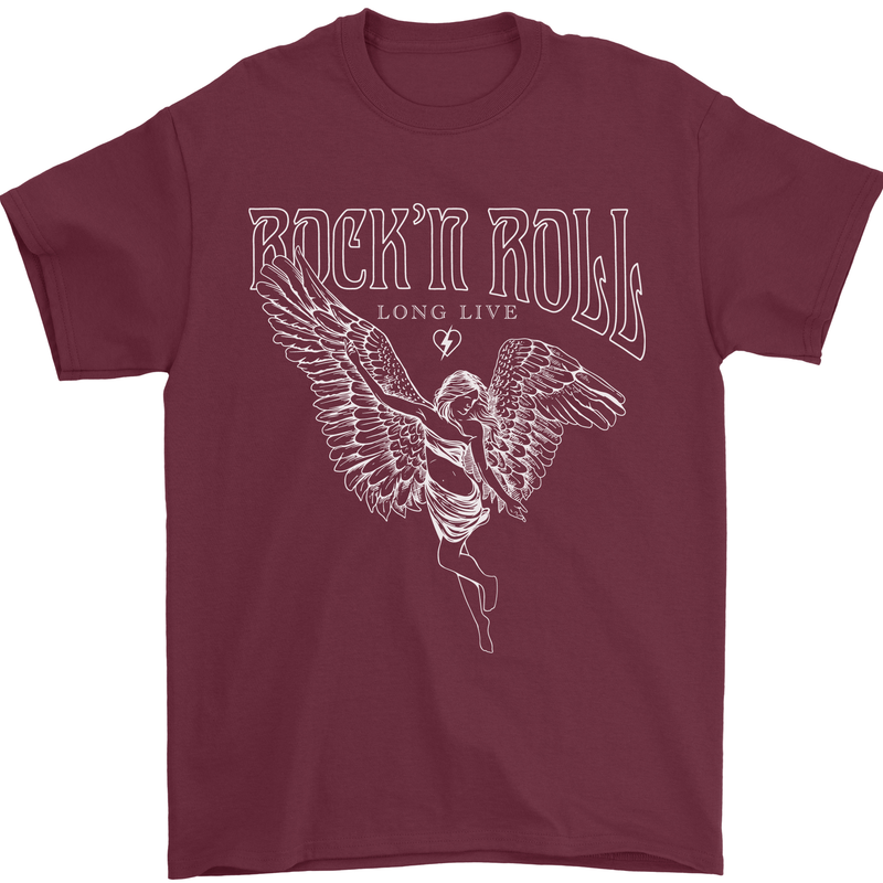 Rock n Roll Angel Mens T-Shirt 100% Cotton Maroon