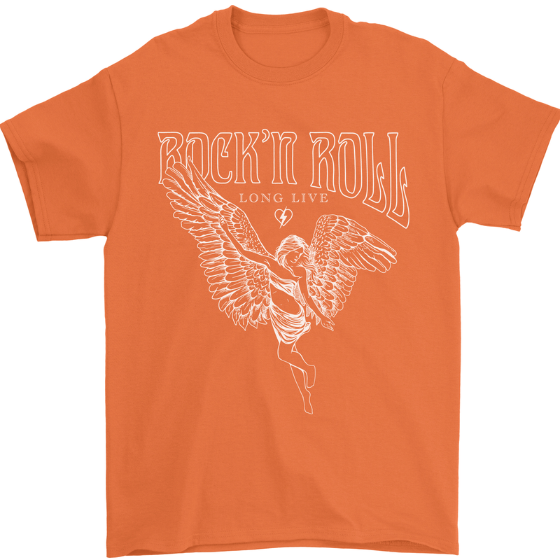 Rock n Roll Angel Mens T-Shirt 100% Cotton Orange
