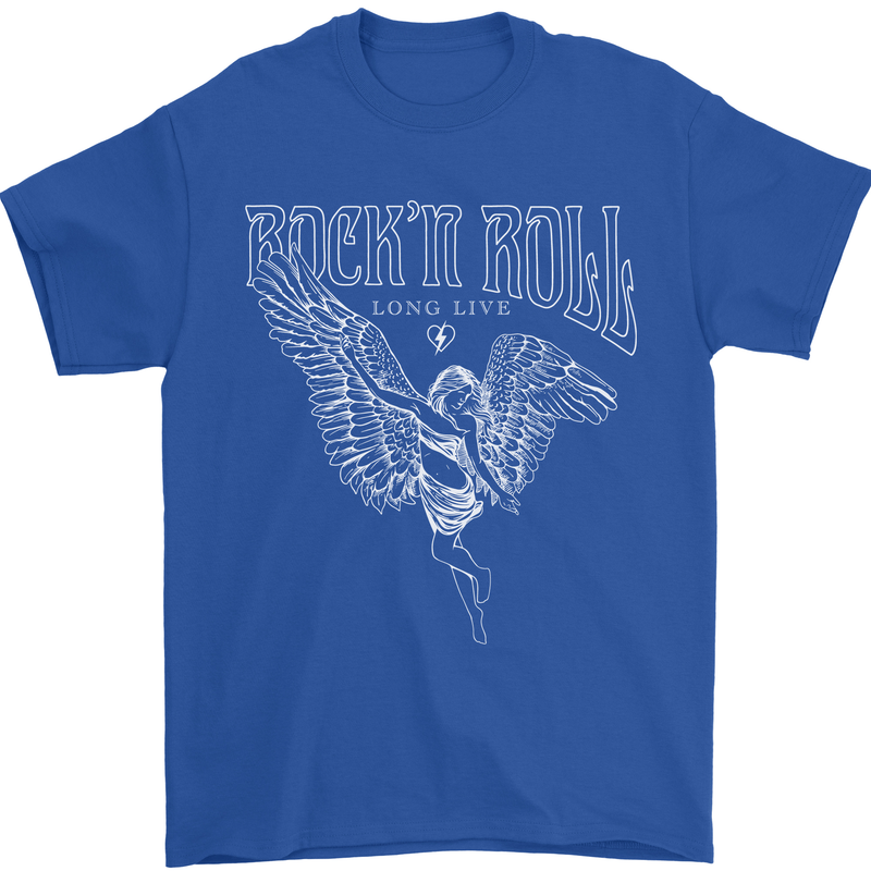Rock n Roll Angel Mens T-Shirt 100% Cotton Royal Blue
