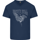 Rock n Roll Angel Mens V-Neck Cotton T-Shirt Navy Blue