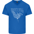 Rock n Roll Angel Mens V-Neck Cotton T-Shirt Royal Blue