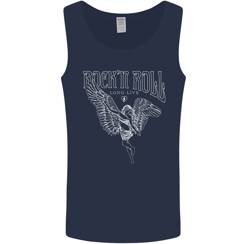 Rock n Roll Angel Mens Vest Tank Top Navy Blue
