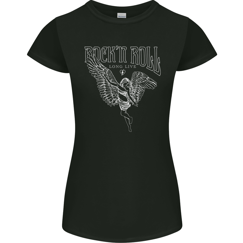 Rock n Roll Angel Womens Petite Cut T-Shirt Black