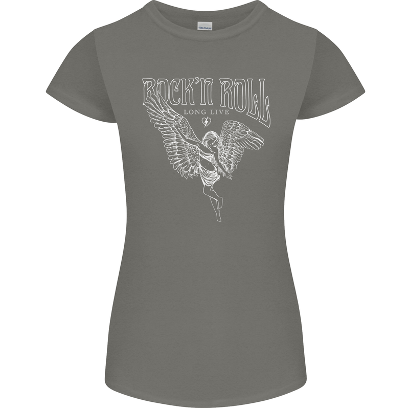 Rock n Roll Angel Womens Petite Cut T-Shirt Charcoal