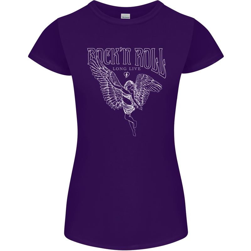 Rock n Roll Angel Womens Petite Cut T-Shirt Purple