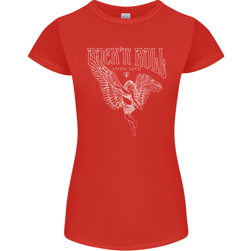 Rock n Roll Angel Womens Petite Cut T-Shirt Red
