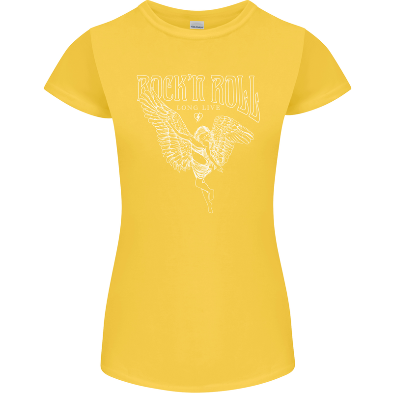 Rock n Roll Angel Womens Petite Cut T-Shirt Yellow
