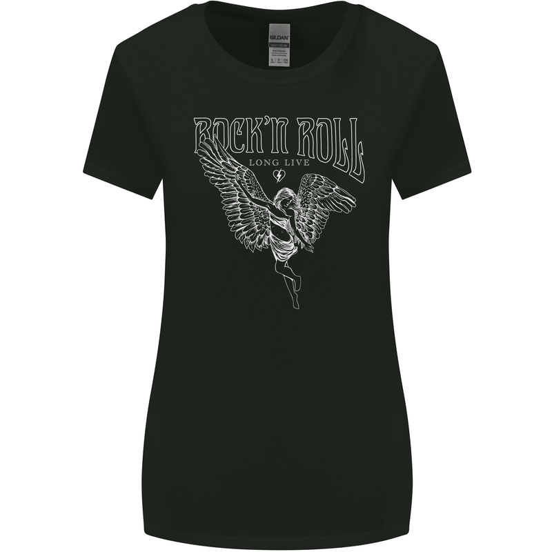 Rock n Roll Angel Womens Wider Cut T-Shirt Black