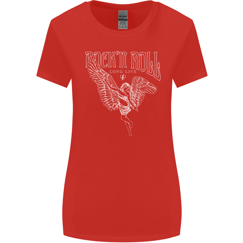 Rock n Roll Angel Womens Wider Cut T-Shirt Red