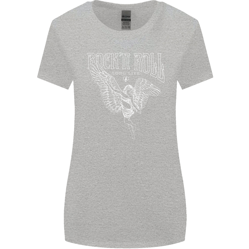 Rock n Roll Angel Womens Wider Cut T-Shirt Sports Grey