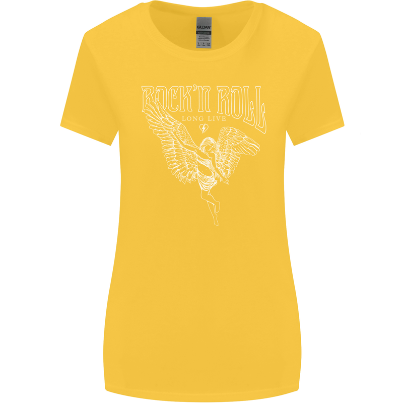 Rock n Roll Angel Womens Wider Cut T-Shirt Yellow