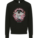 Rock n Roll Born to Be Free Guitar Wings Mens Sweatshirt Jumper Black