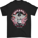 Rock n Roll Born to Be Free Guitar Wings Mens T-Shirt 100% Cotton Black