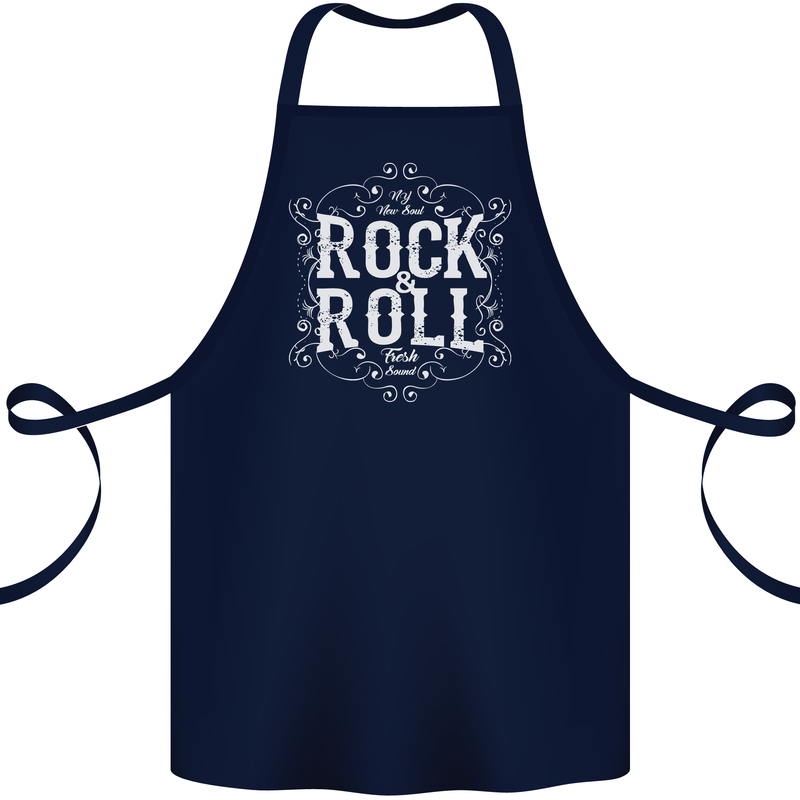 Rock n Roll Fresh Sound Cotton Apron 100% Organic Navy Blue