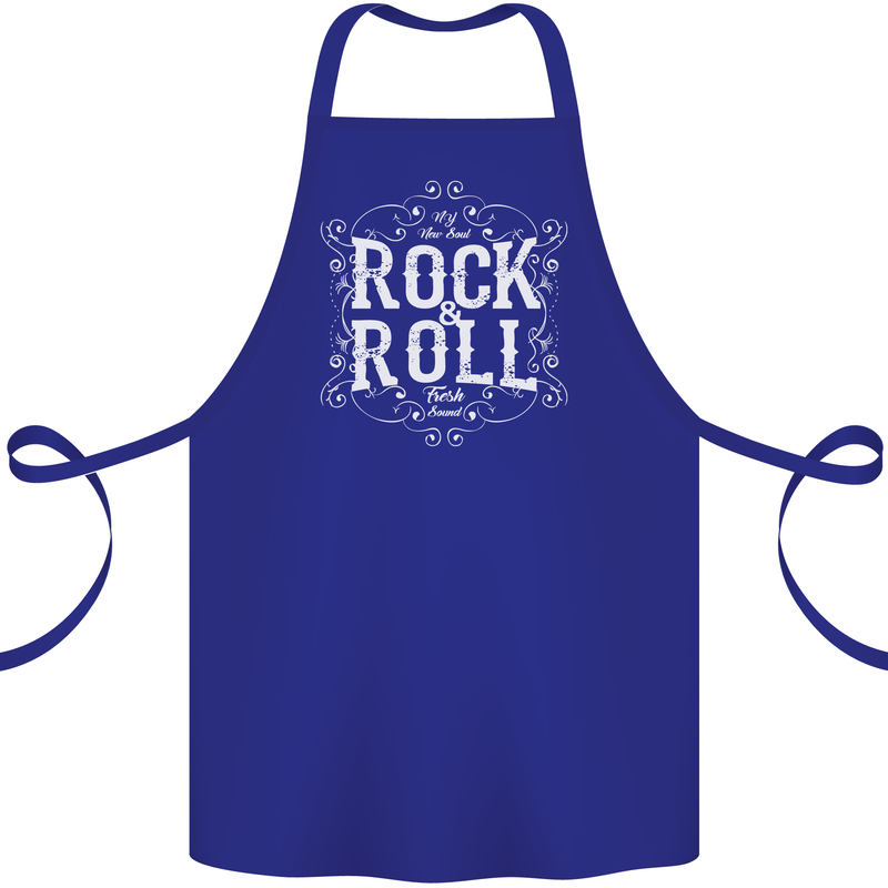 Rock n Roll Fresh Sound Cotton Apron 100% Organic Royal Blue