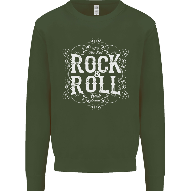 Rock n Roll Fresh Sound Kids Sweatshirt Jumper Forest Green