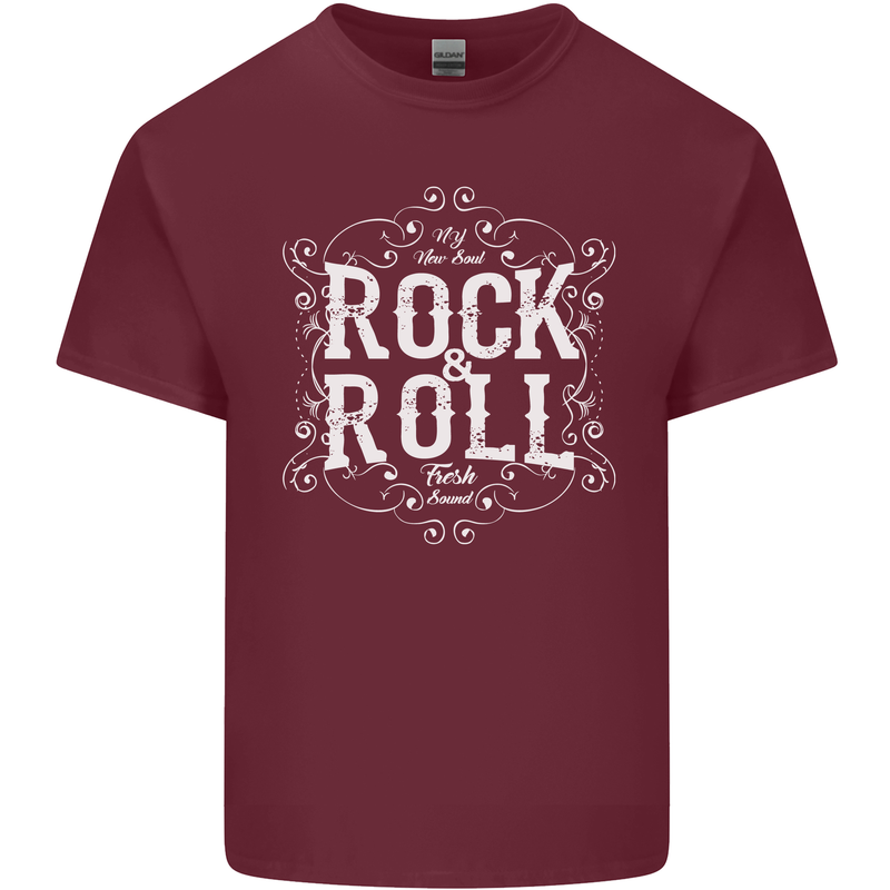 Rock n Roll Fresh Sound Mens Cotton T-Shirt Tee Top Maroon