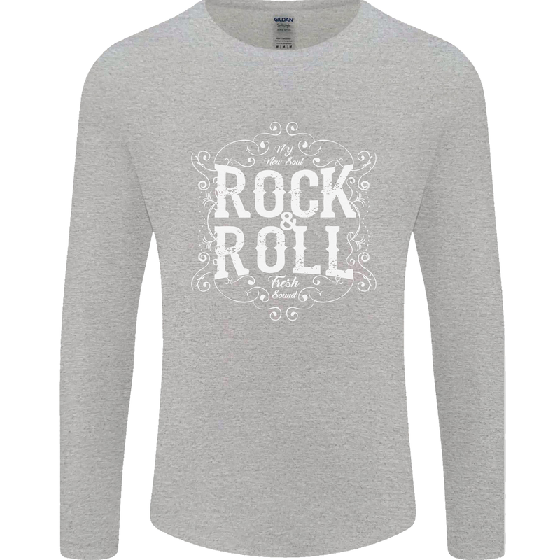 Rock n Roll Fresh Sound Mens Long Sleeve T-Shirt Sports Grey