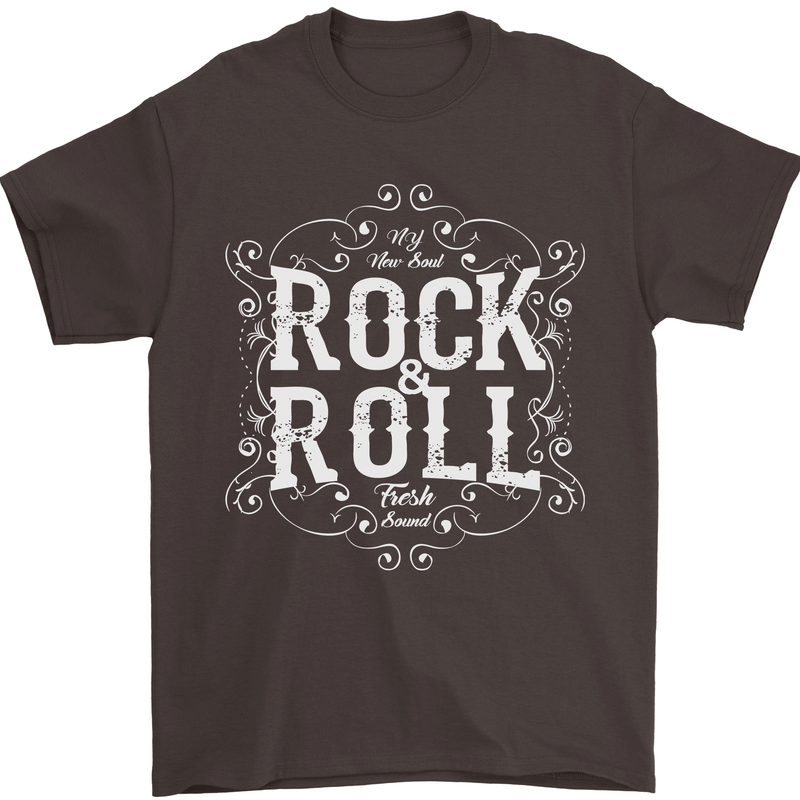 Rock n Roll Fresh Sound Mens T-Shirt 100% Cotton Dark Chocolate