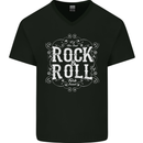 Rock n Roll Fresh Sound Mens V-Neck Cotton T-Shirt Black