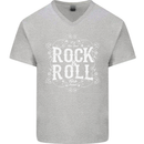 Rock n Roll Fresh Sound Mens V-Neck Cotton T-Shirt Sports Grey