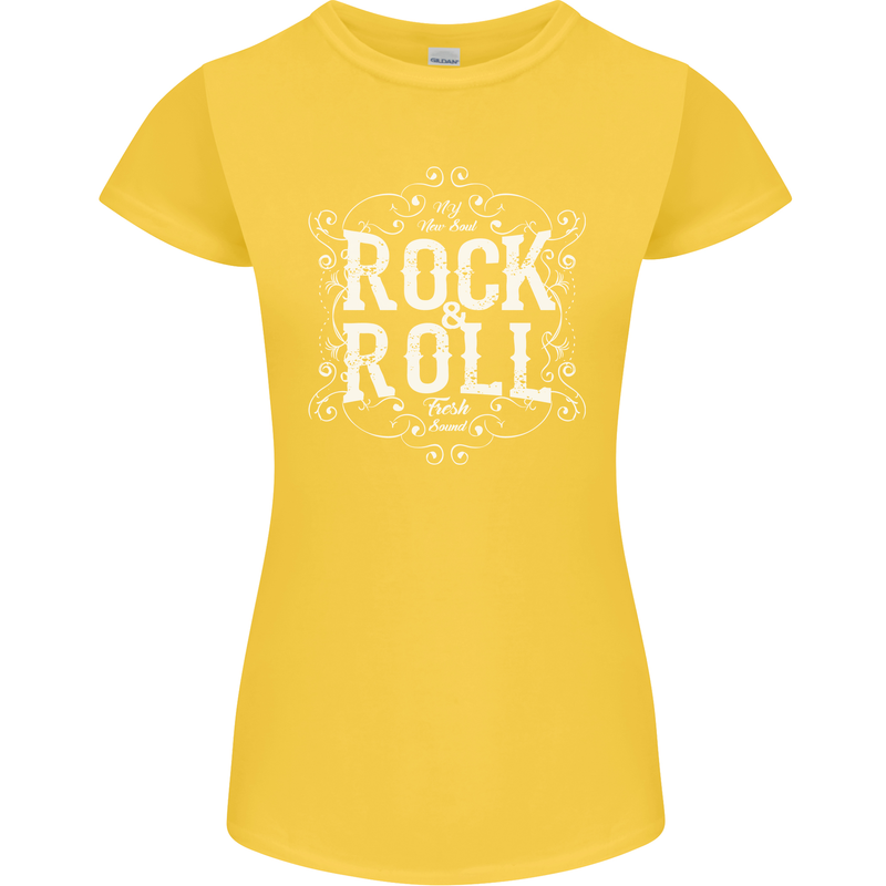 Rock n Roll Fresh Sound Womens Petite Cut T-Shirt Yellow