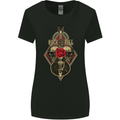 Rock n Roll Guitar Skull Guitarist Electric Womens Wider Cut T-Shirt Black