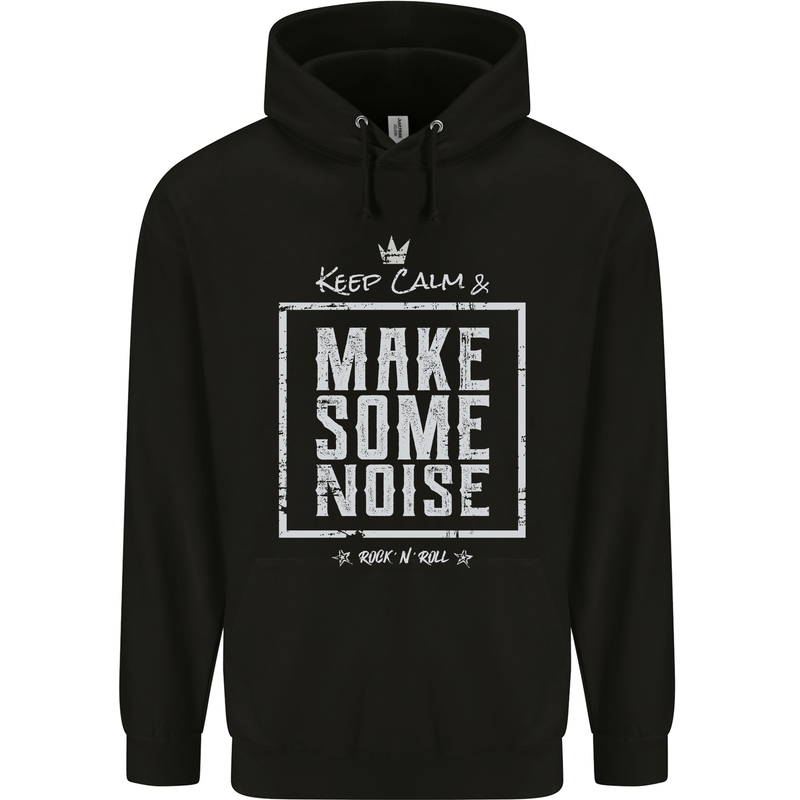 Rock n Roll Keep Calm & Make Some Noise Childrens Kids Hoodie Black