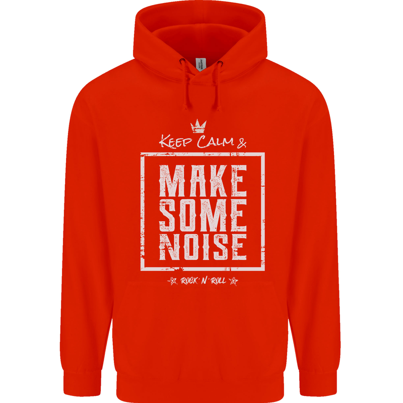 Rock n Roll Keep Calm & Make Some Noise Childrens Kids Hoodie Bright Red