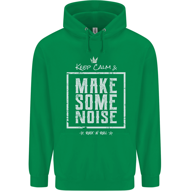 Rock n Roll Keep Calm & Make Some Noise Childrens Kids Hoodie Irish Green