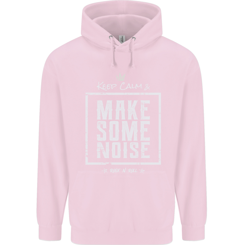 Rock n Roll Keep Calm & Make Some Noise Childrens Kids Hoodie Light Pink